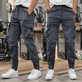 Pantalones cargo azul marino con múltiples bolsillos
