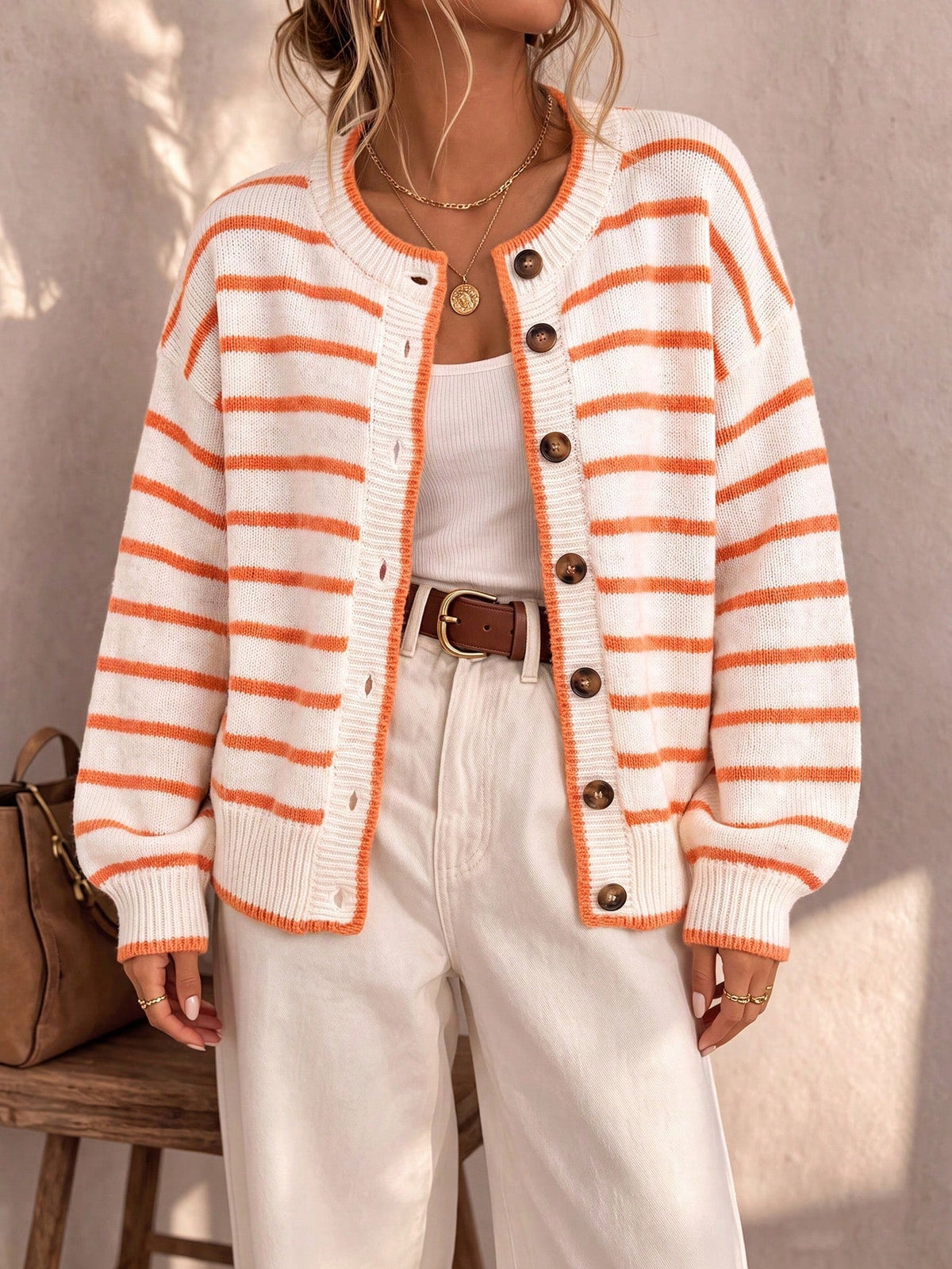 JOAQUINA | Chaqueta de punto de rayas de corte relajado