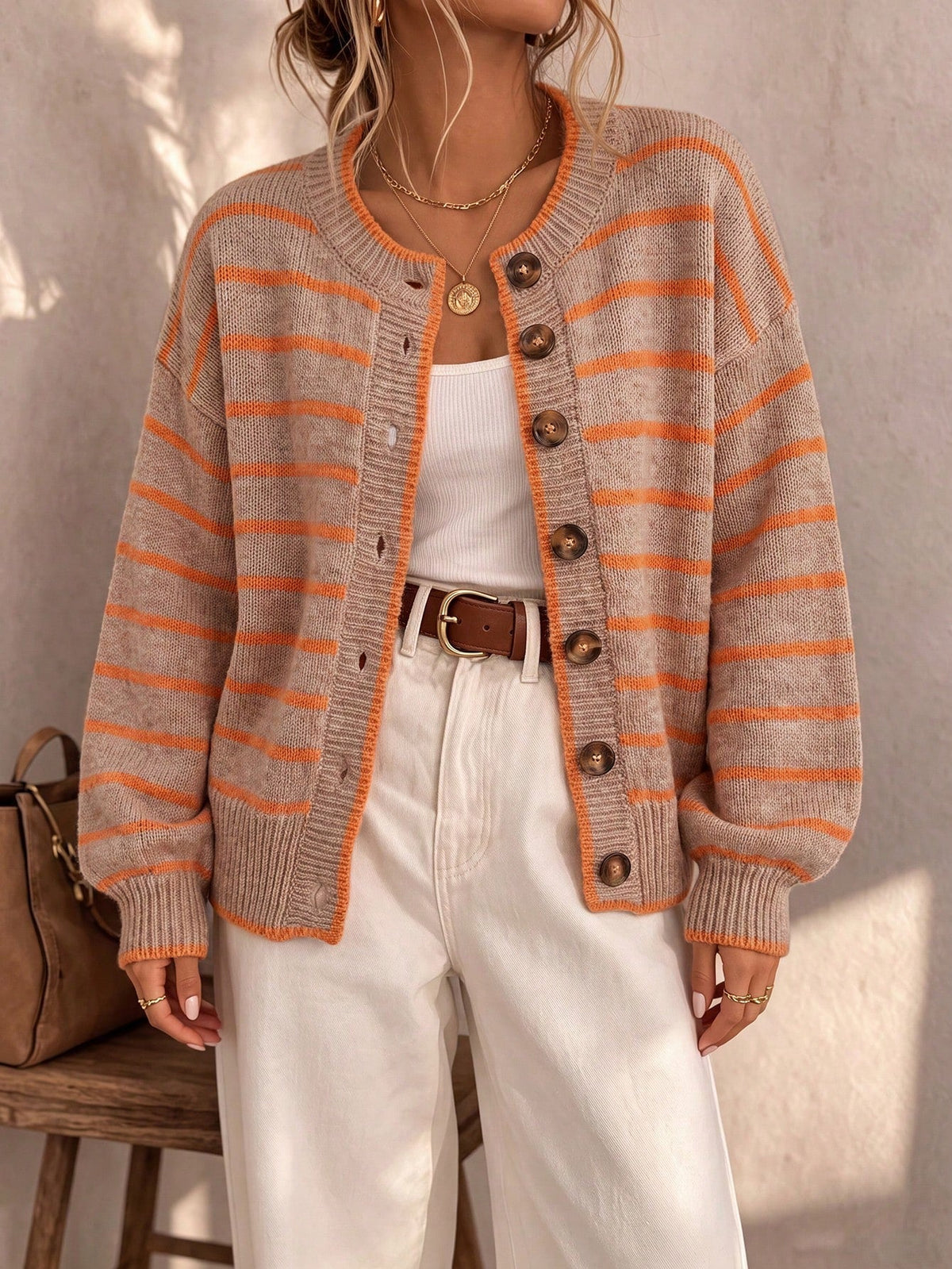 JOAQUINA | Chaqueta de punto de rayas de corte relajado
