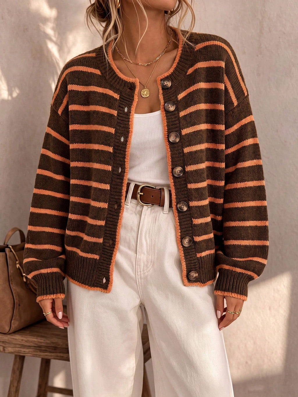 JOAQUINA | Chaqueta de punto de rayas de corte relajado