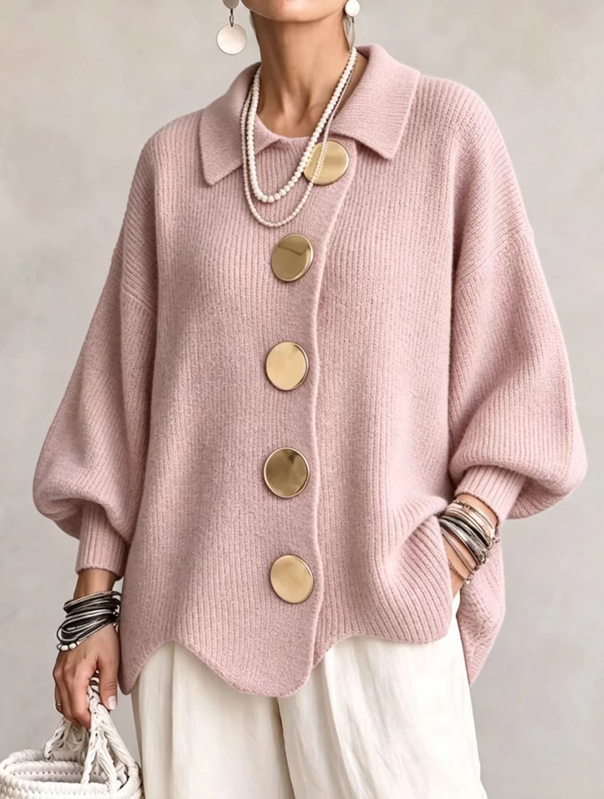 CLEMENTINA | Chaqueta de punto oversize con cuello