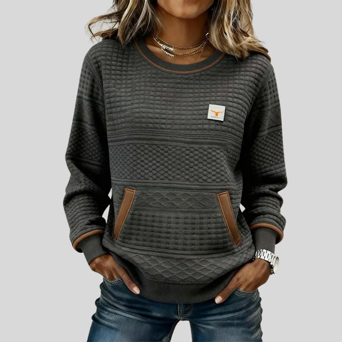 Cloe | Sudadera acolchada de cuello redondo