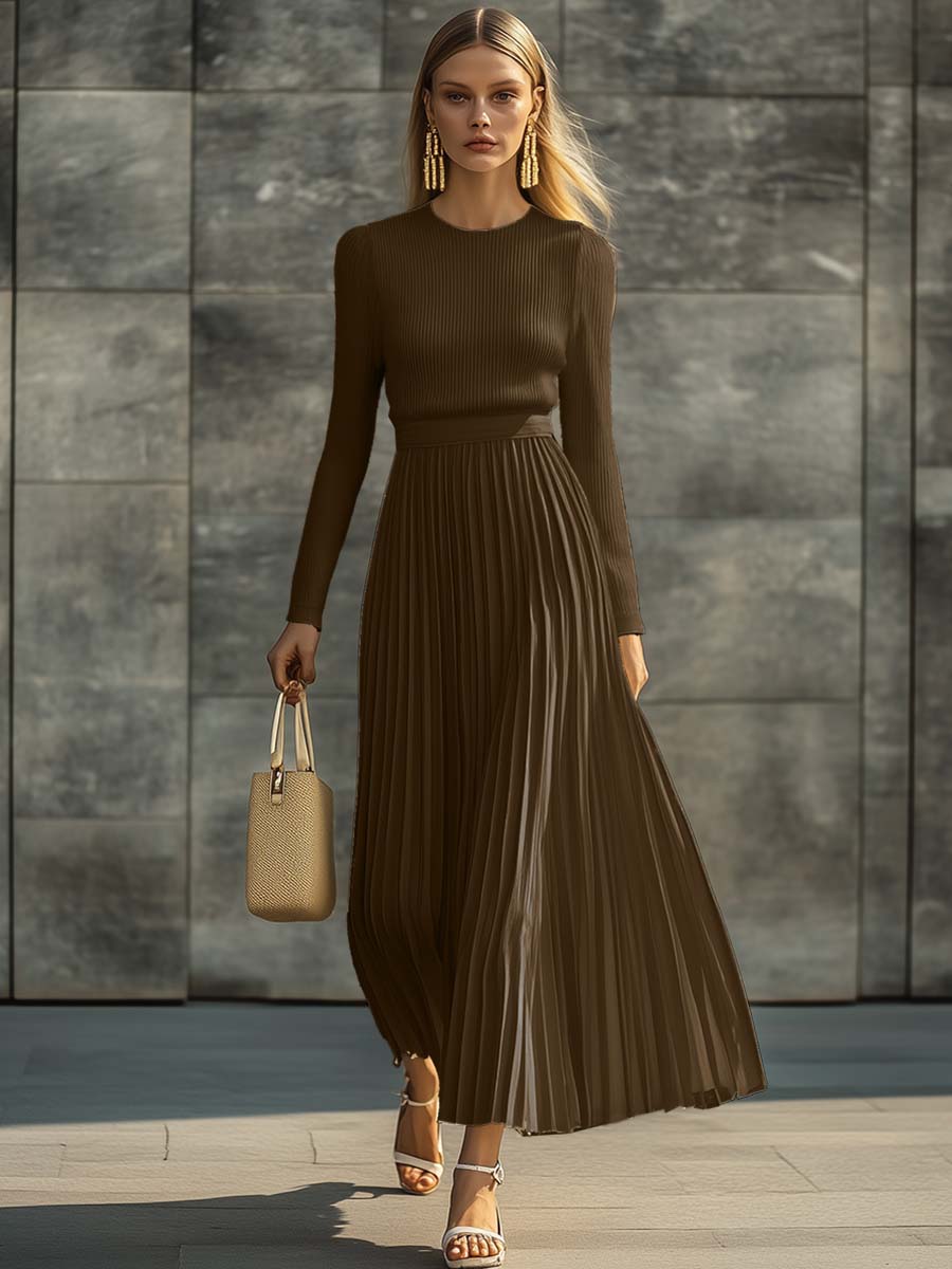CÁNDIDA | Vestido midi plisado de punto acanalado