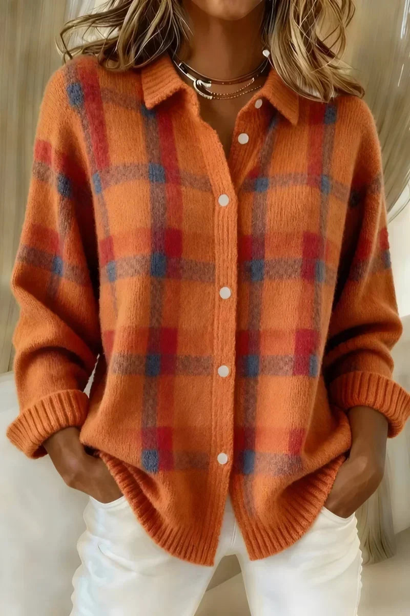 HONORIA | Chaqueta de punto de cuadros con botones