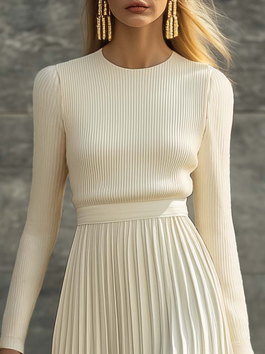 CÁNDIDA | Vestido midi plisado de punto acanalado