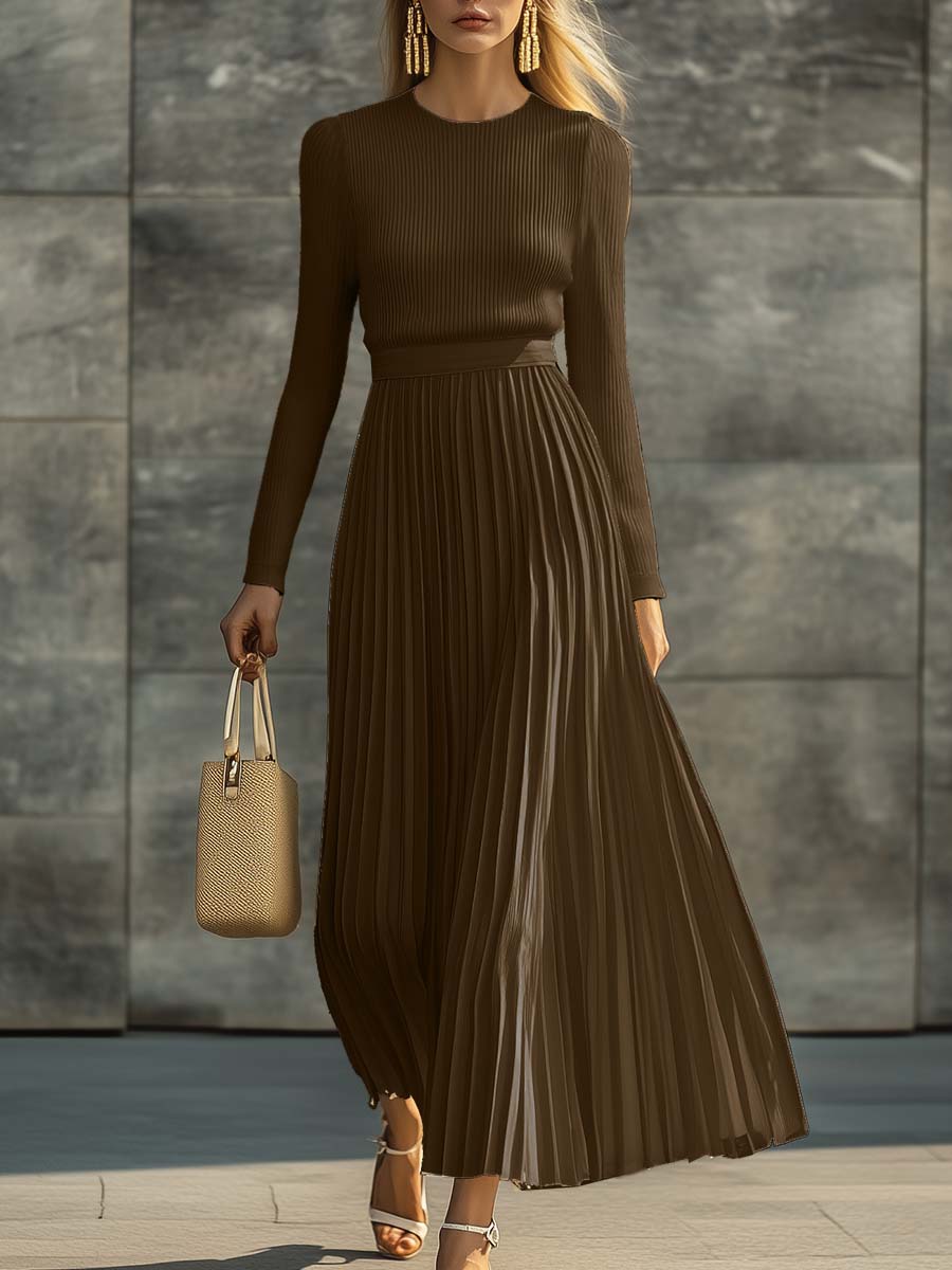 CÁNDIDA | Vestido midi plisado de punto acanalado