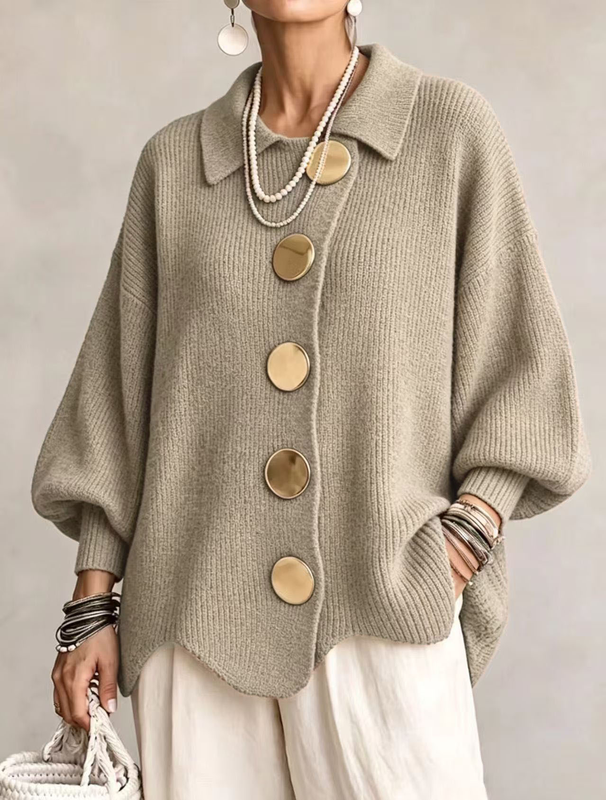 CLEMENTINA | Chaqueta de punto oversize con cuello