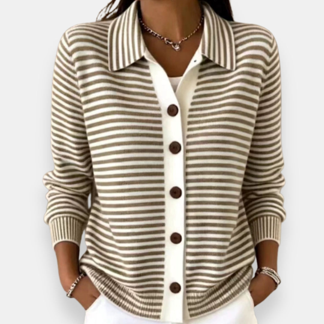 ERUNDINA | Chaqueta de punto de rayas con botones