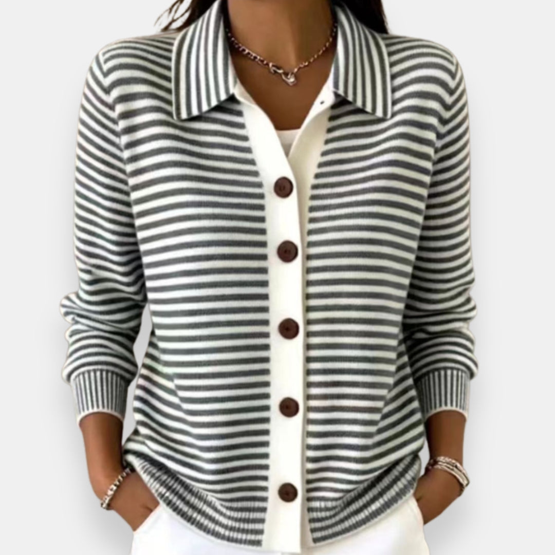 ERUNDINA | Chaqueta de punto de rayas con botones