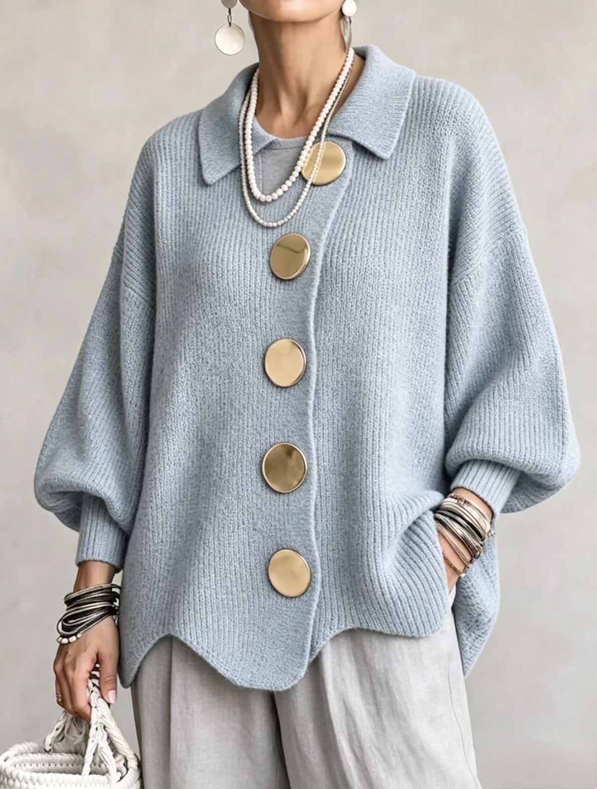 CLEMENTINA | Chaqueta de punto oversize con cuello