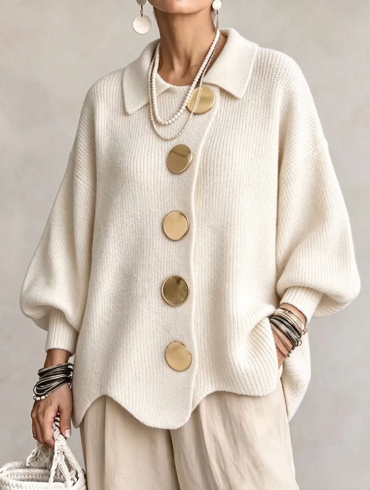 CLEMENTINA | Chaqueta de punto oversize con cuello