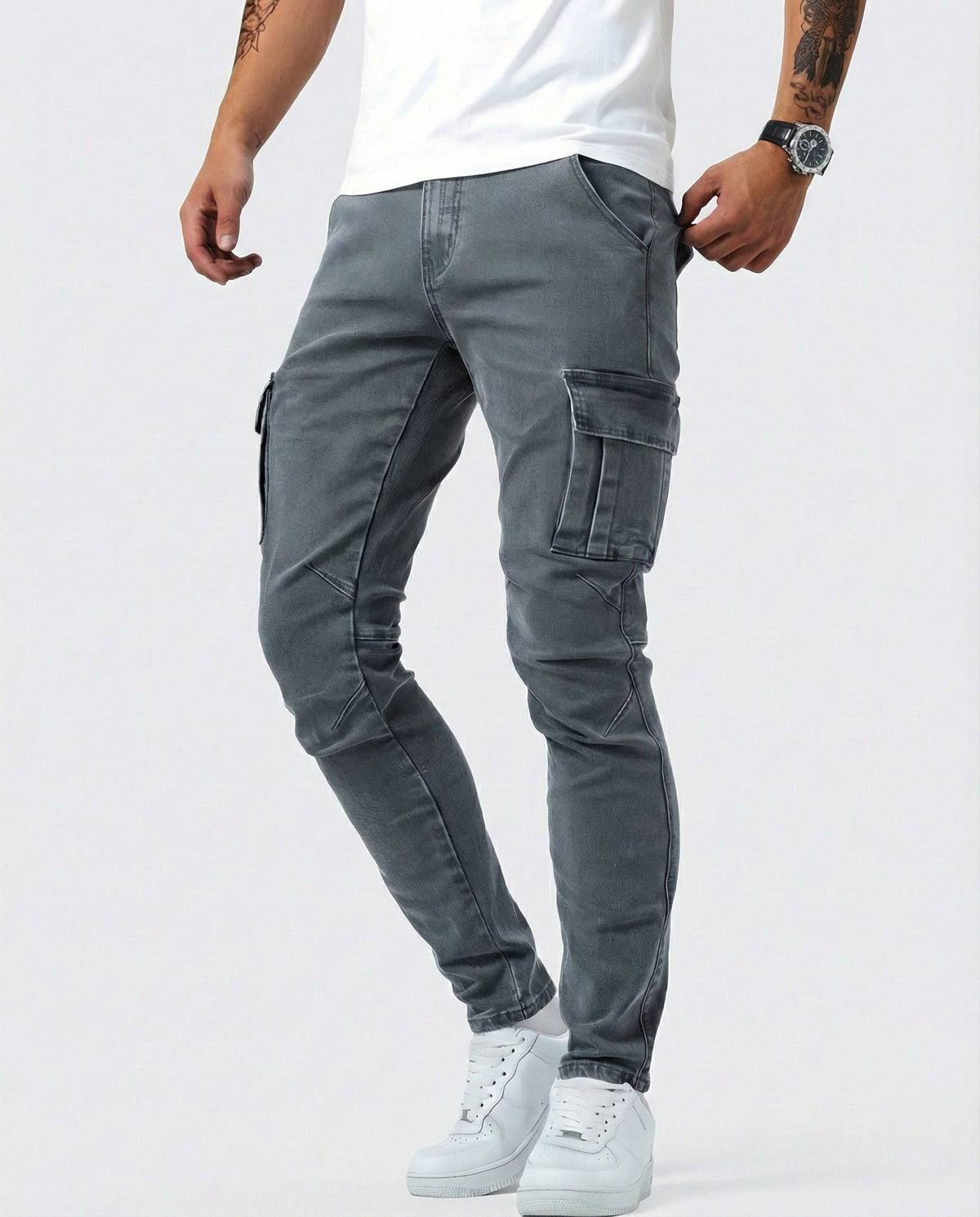Pantalones cargo elásticos azul marino