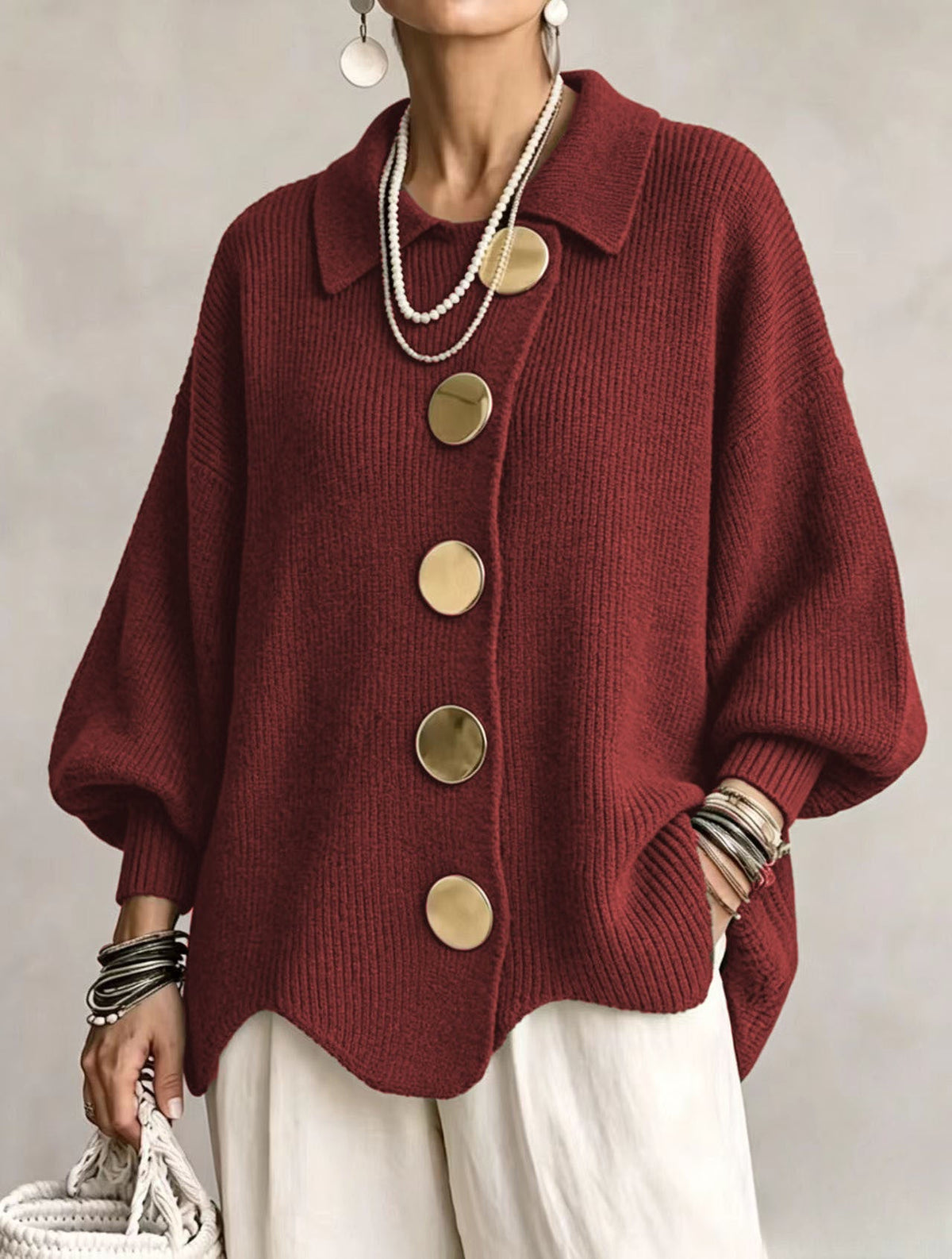 CLEMENTINA | Chaqueta de punto oversize con cuello