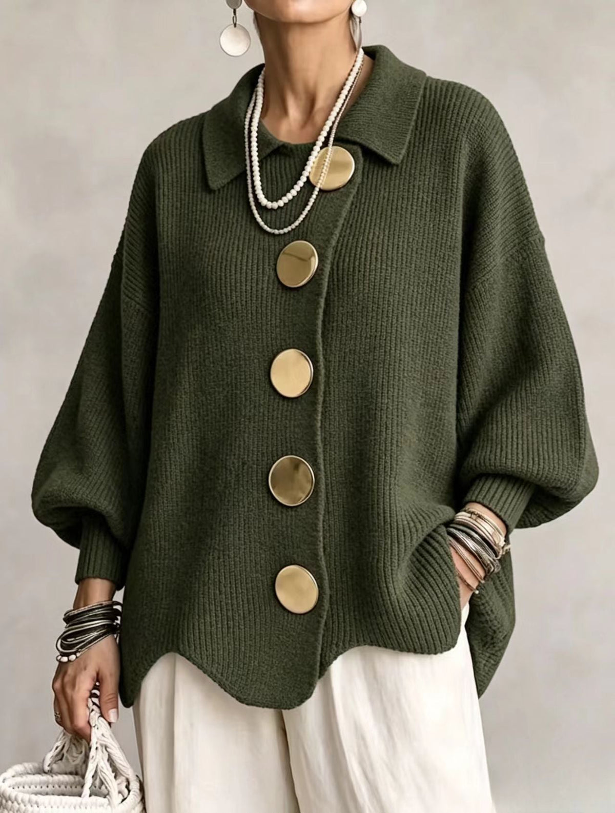 CLEMENTINA | Chaqueta de punto oversize con cuello