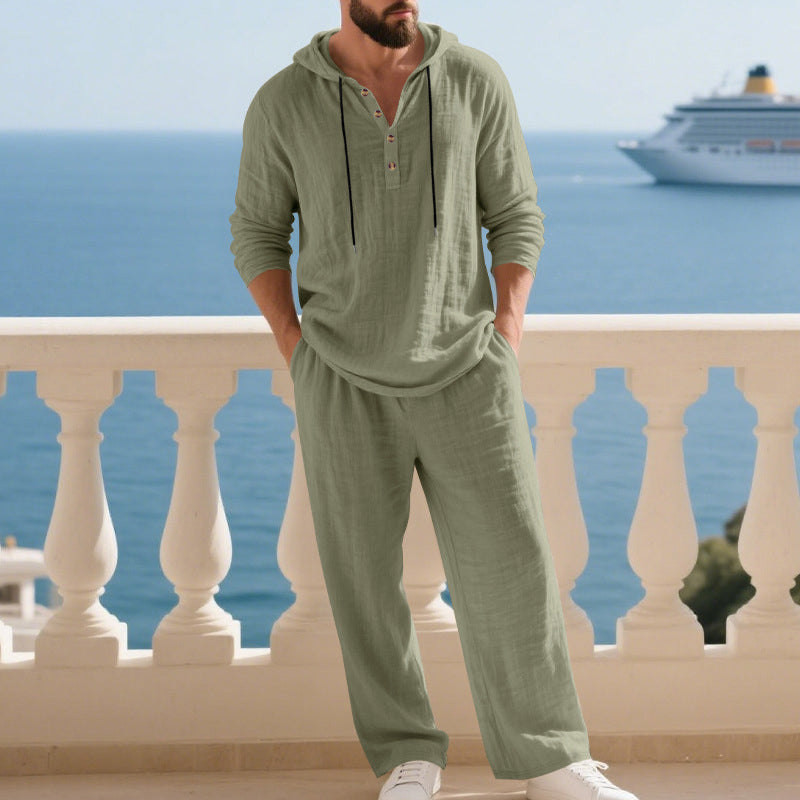 Conjunto casual de lino premium: sudadera y pantalones