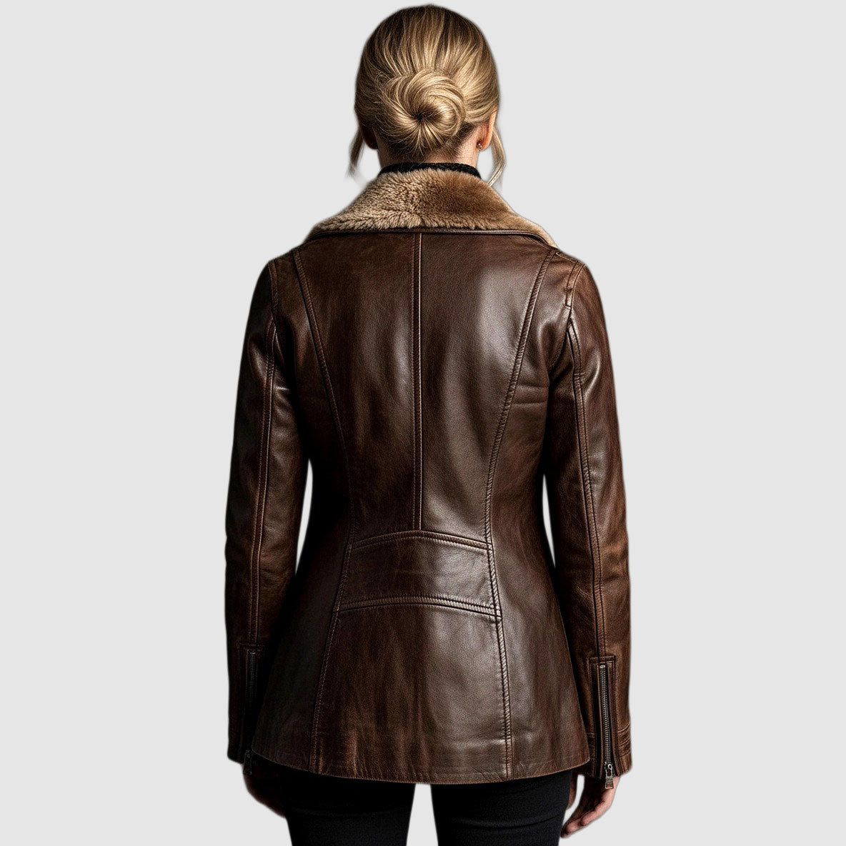 ILUMINADA | Chaqueta con cremallera y cuello de pelo