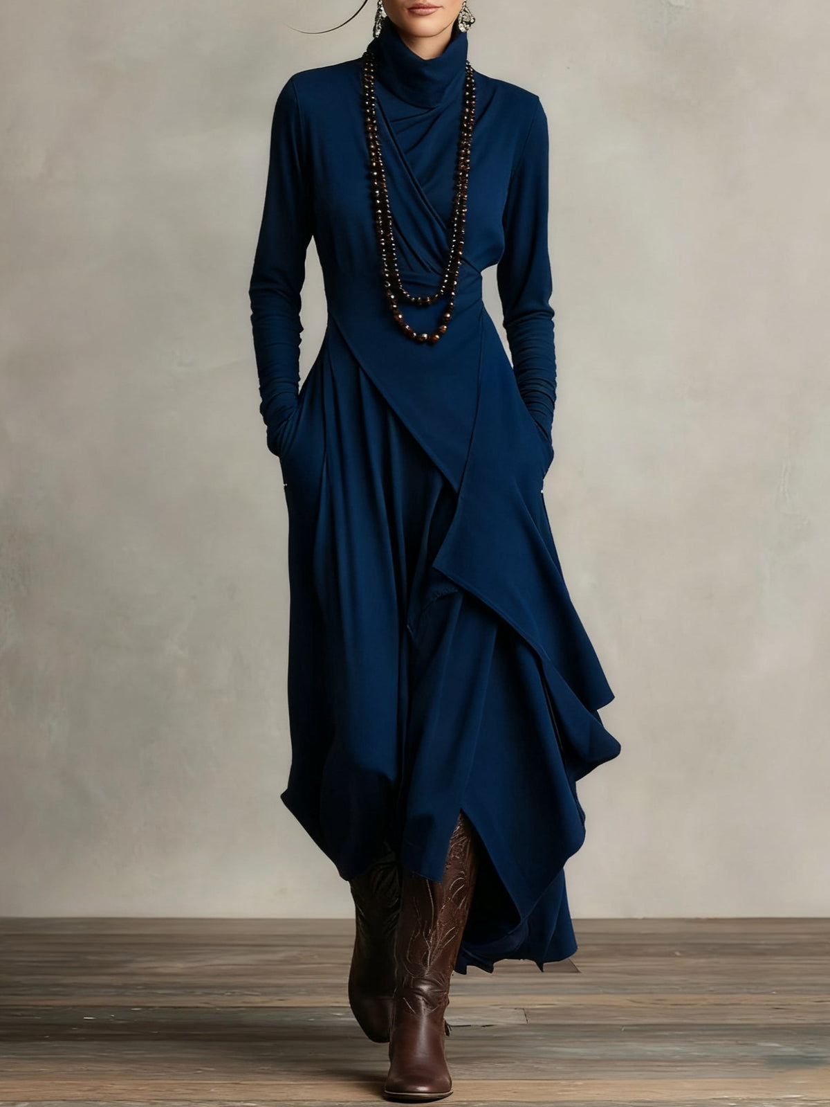 Arielle | Vestido Vintage Asimétrico de Cuello Alto