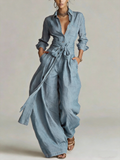 LEANDRA | Conjunto de camisa anudada y pantalón ancho
