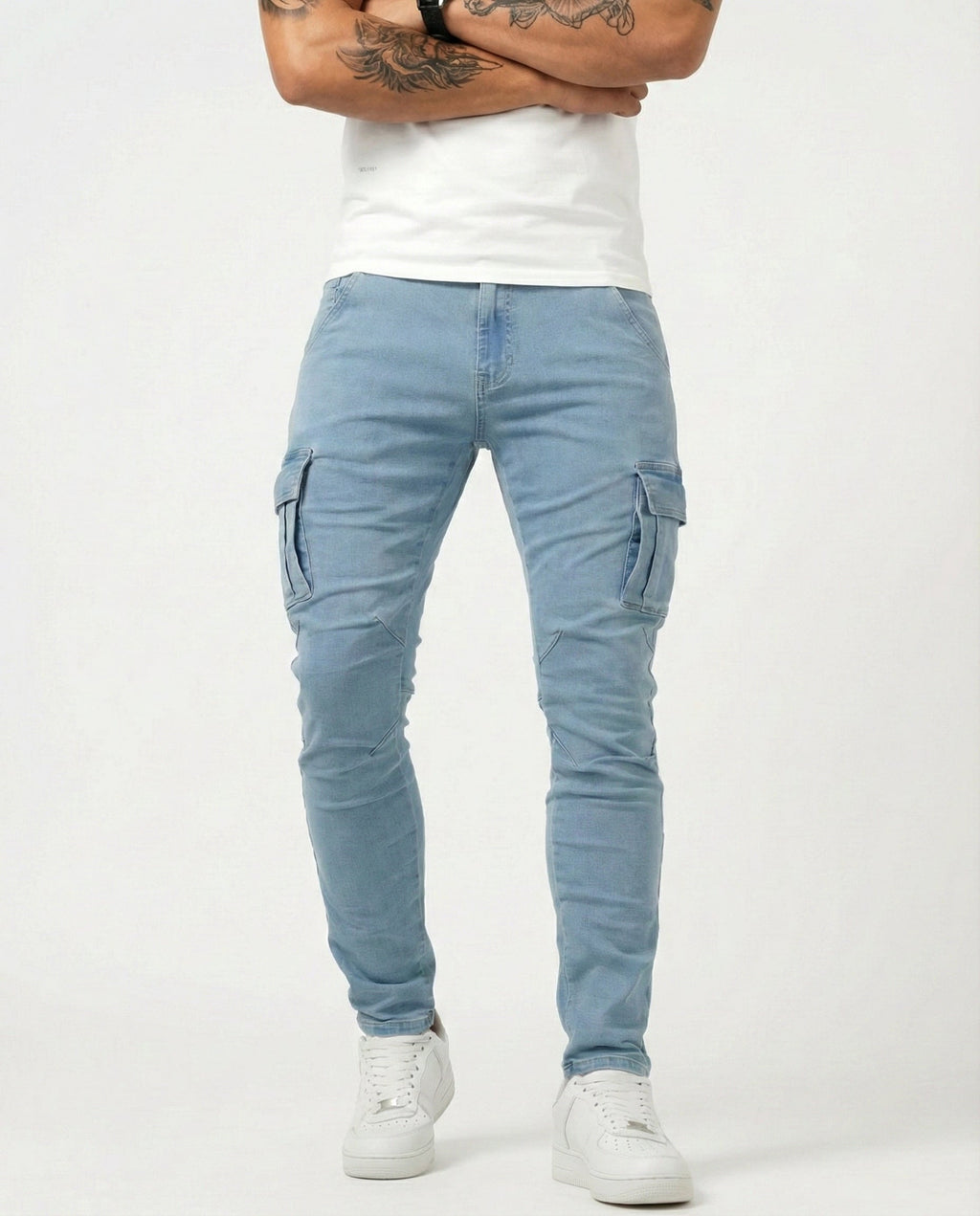 Pantalones cargo elásticos azul marino