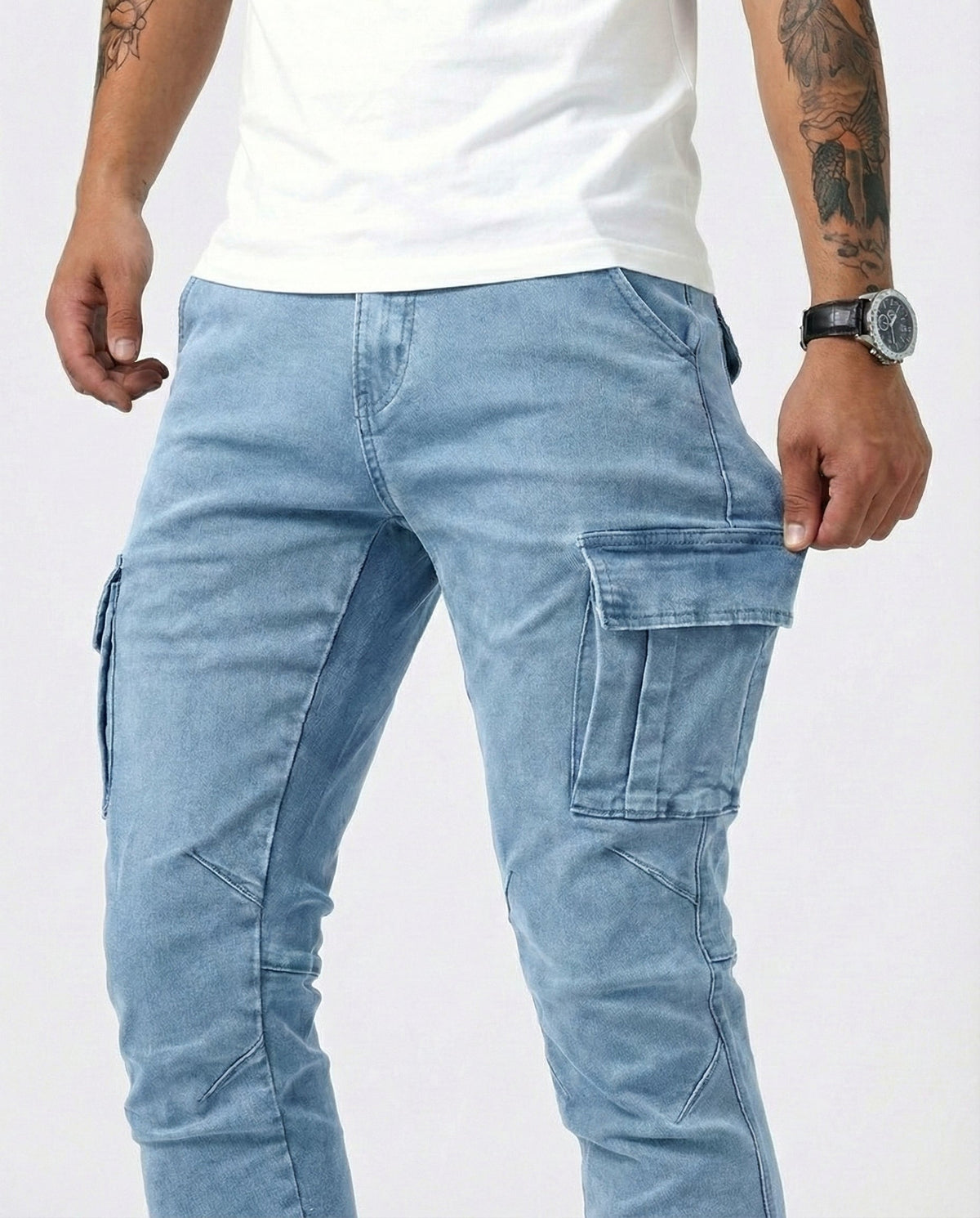 Pantalones cargo elásticos azul marino