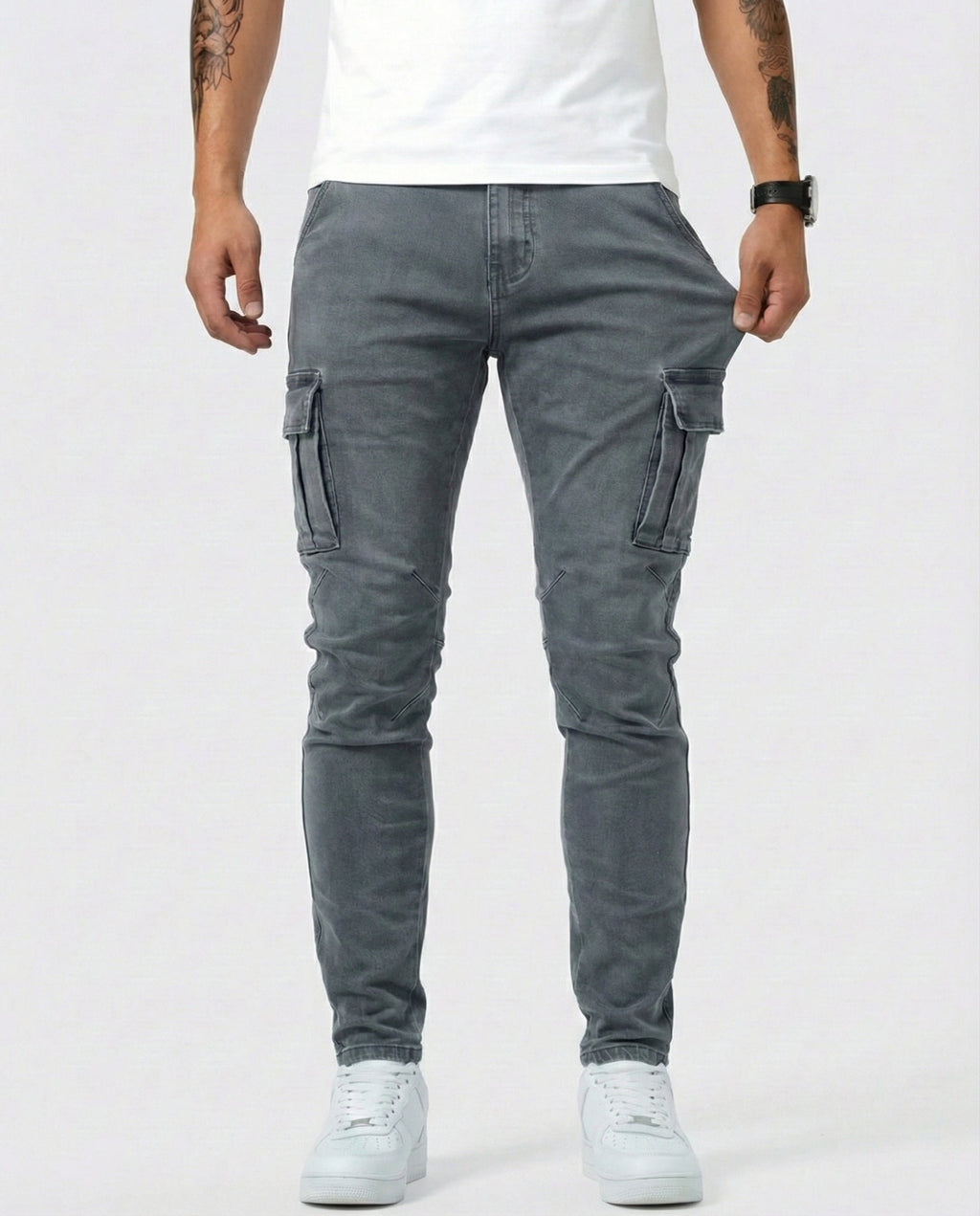 Pantalones cargo elásticos azul marino