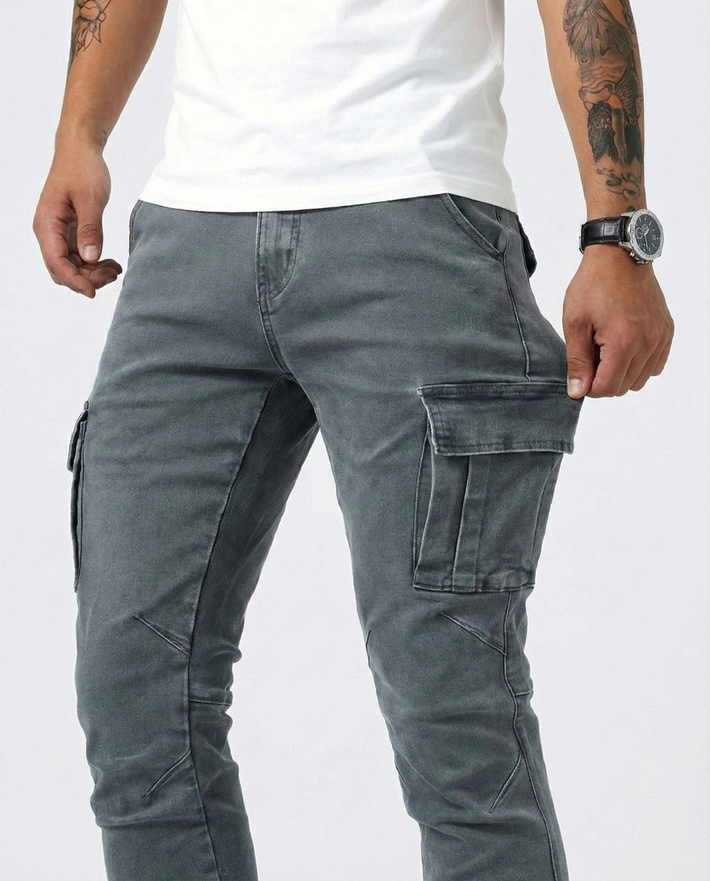 Pantalones cargo elásticos azul marino