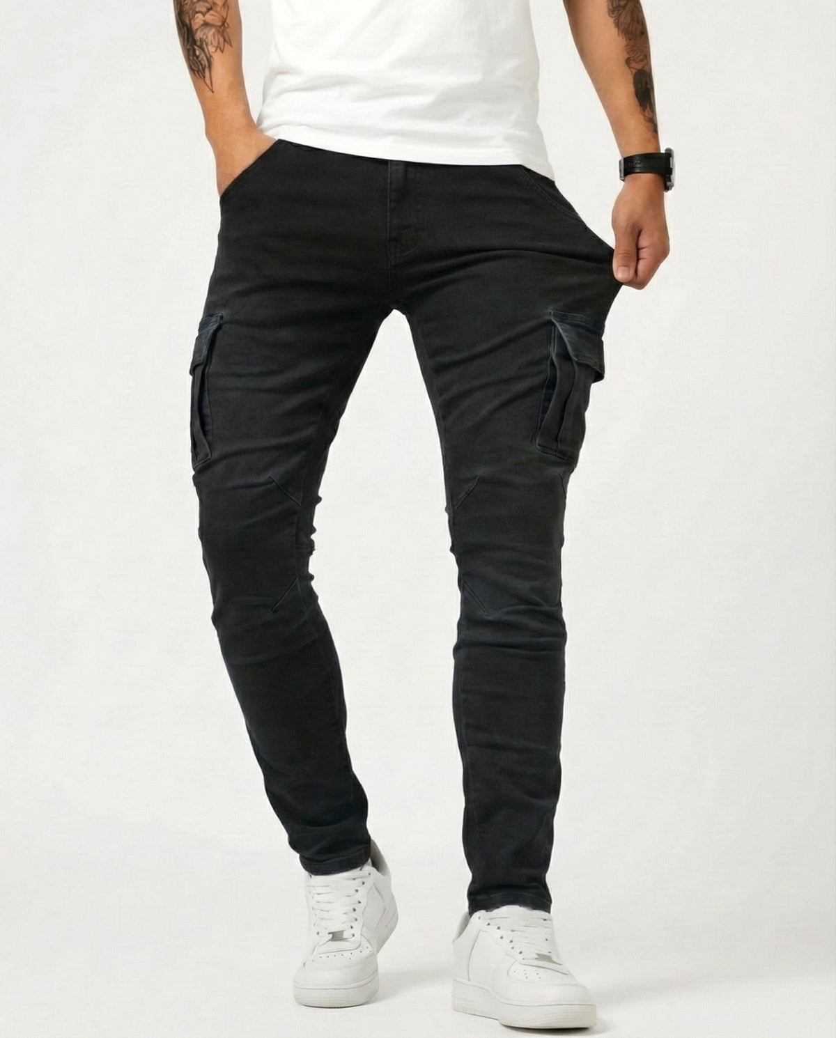 Pantalones cargo elásticos azul marino