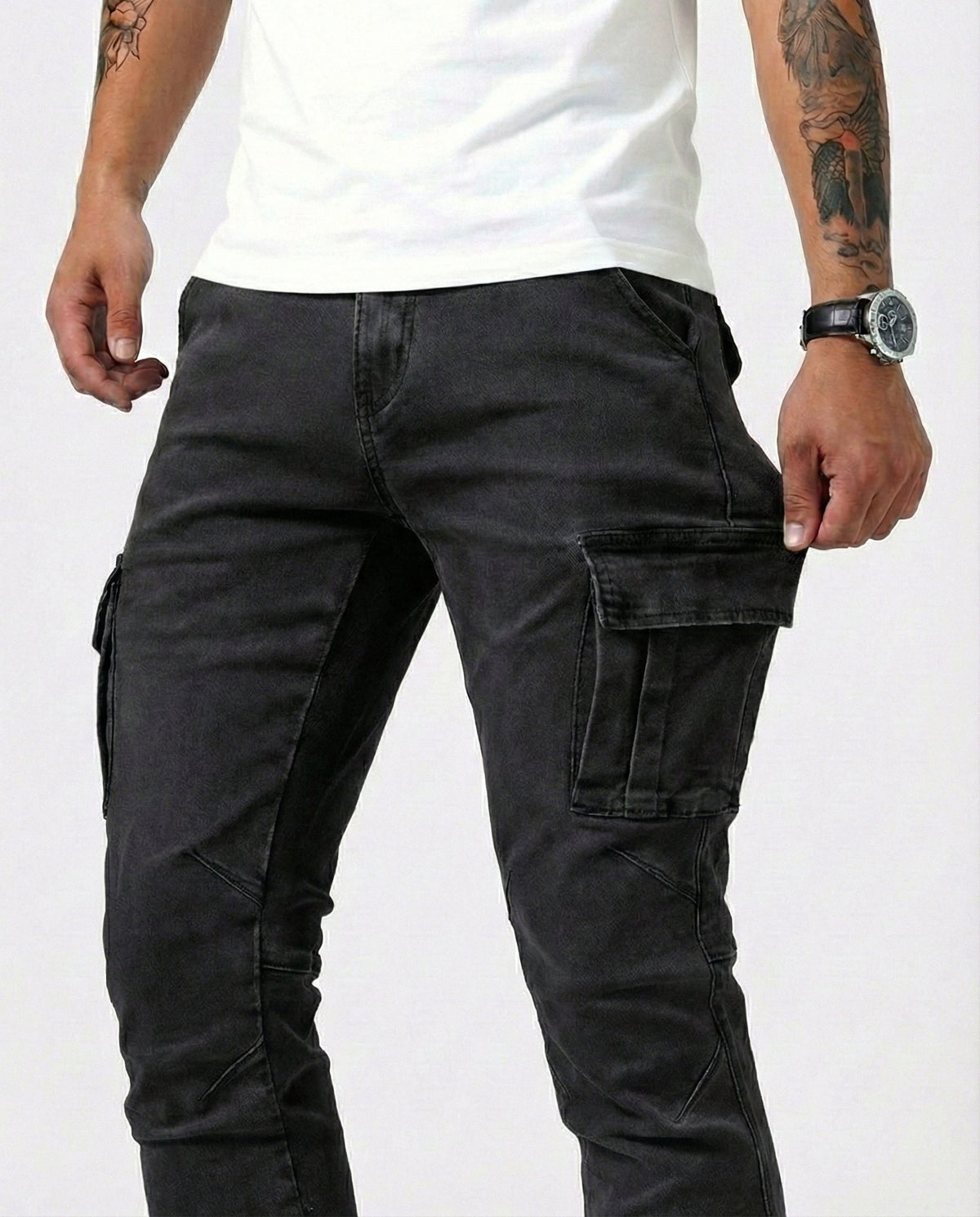 Pantalones cargo elásticos azul marino